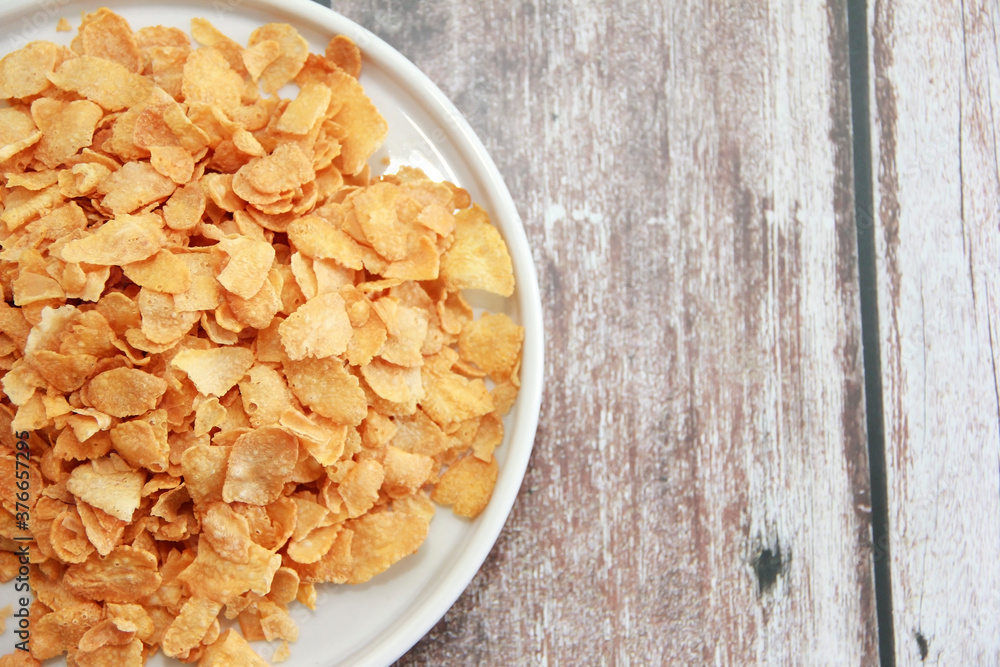 natural dry Breakfast cereal muesli on a plate natural dry Breakfast cereal muesli on a plate
