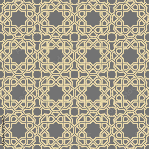 Seamless golden background for your designs. Modern vector ornament. Geometric abstract pattern
