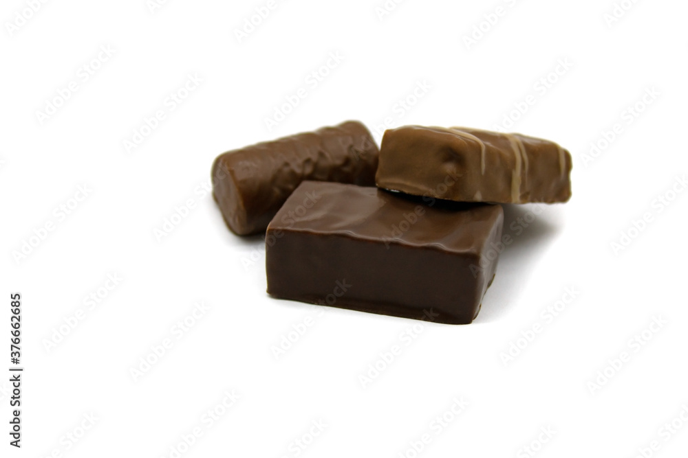 Three chocolates with bird's milk nougat and Fudge Three chocolates with bird's milk nougat and Fudge