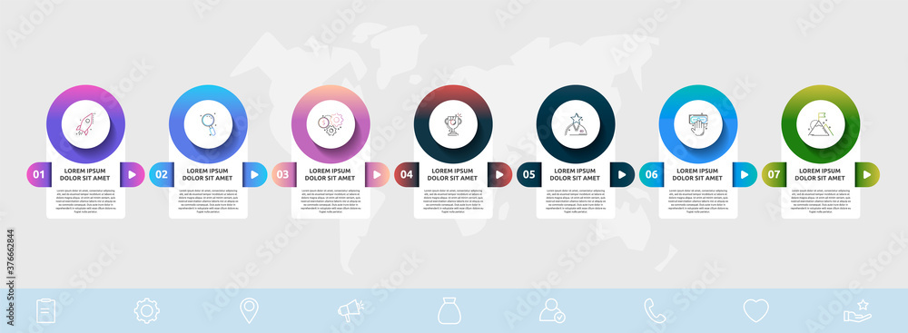 Vector infographic template circles for seven label, diagram, graph ...