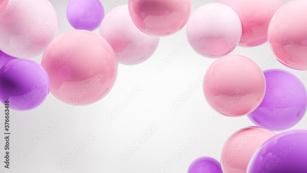 Abstract background with copy space made of pink balloons and spheres.