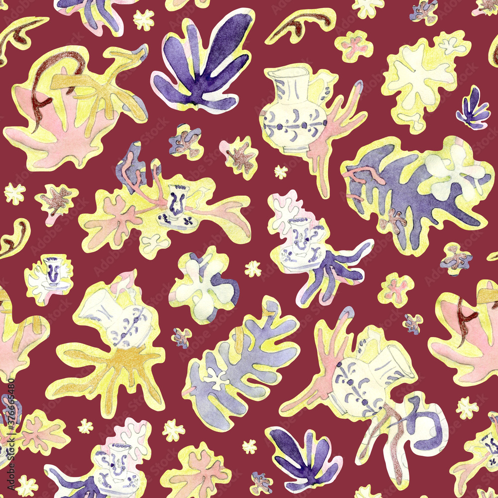 Fototapeta premium Abstract art pattern. Matisse background for textiles, fabrics, Souvenirs, packaging, greeting cards and other designs.