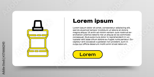 Line Mouthwash plastic bottle icon isolated on white background. Liquid for rinsing mouth. Oralcare equipment. Colorful outline concept. Vector.