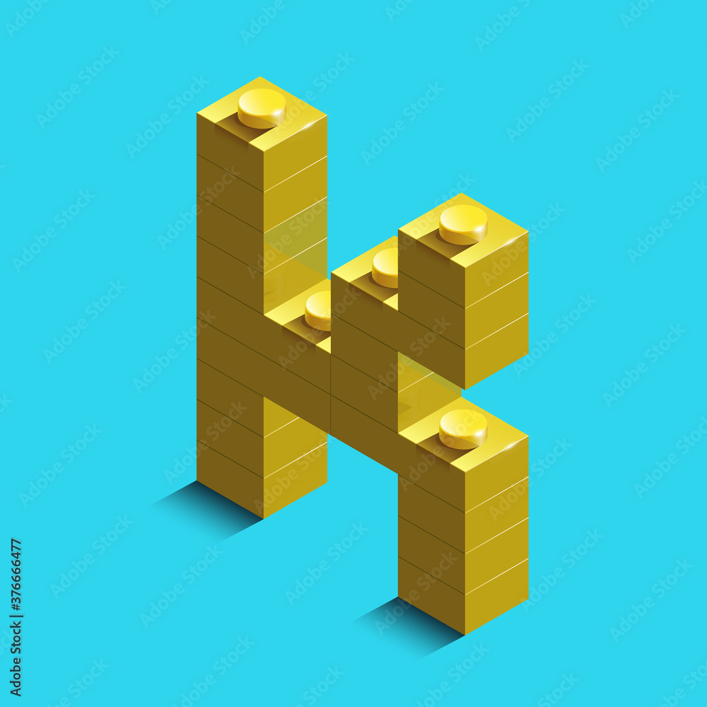 3d isometric letter K of the alphabet from bricks. 3d isometric plastic letter from the blocks 3d isometric letter K of the alphabet from bricks. 3d isometric plastic letter from the blocks