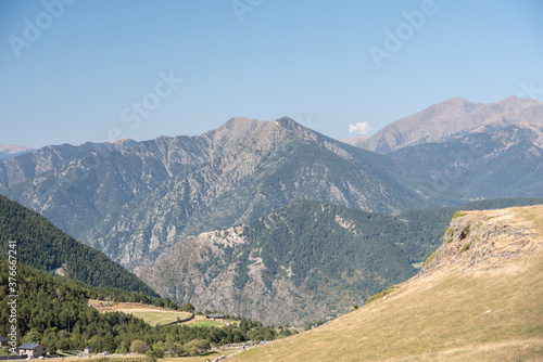 Sunny day in Els Cortals de Encamp on Andorra, Pyrennes Mountians. photo