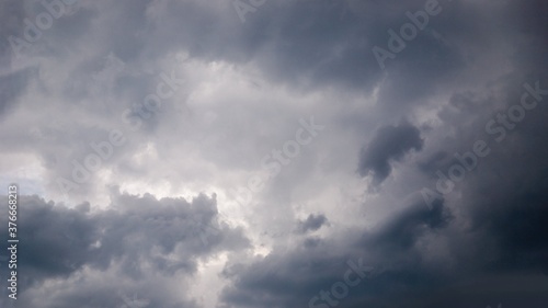 Dramatic gray clouds in the sky. Dark gray cloudy sky, panorama