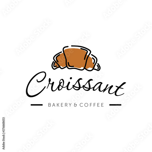 Vector illustration of a bakery shop logo icon, with home made croissant