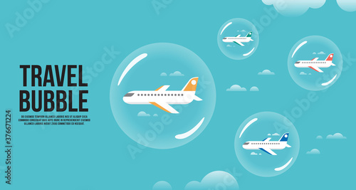 Travel bubble concept vector illustration. New travel trends. New normal lifestyle of traveling.