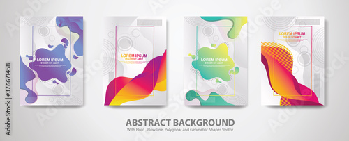 Set of cover design template in trendy vibrant gradient colors with abstract fluid shapes Backgrounds
