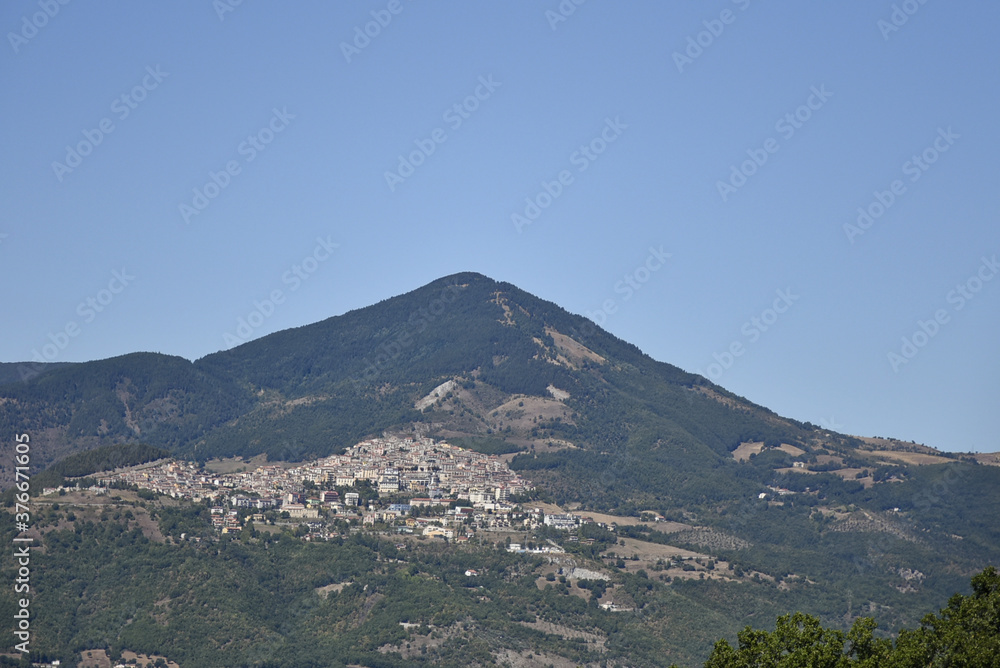 A natural landscape in the mountains of the Basilicata region, Italy.
