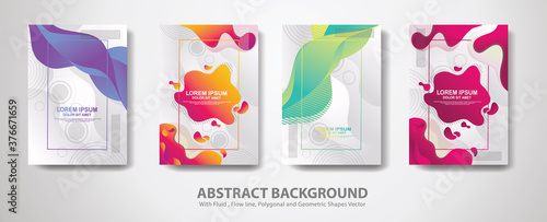 Set of cover design template in trendy vibrant gradient colors with abstract fluid shapes Backgrounds