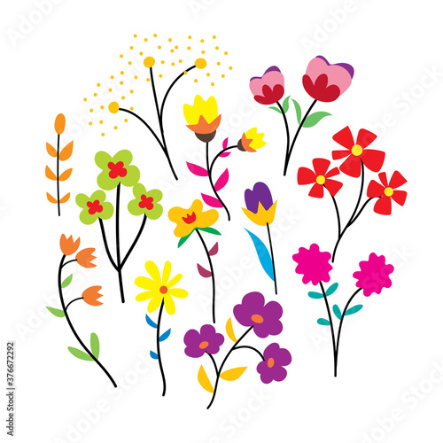 Wallpaper Mural set of hand drawn vector flower with cute pastel color. simple flower collection illustration for sticker, label, tag, gift wrapping paper Torontodigital.ca