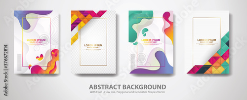 Set of cover design template with abstract fluid shapes and modern diagonal texture ornament Backgrounds
