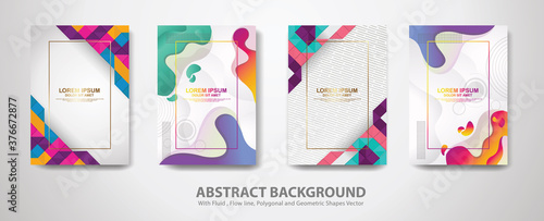 Set of cover design template with abstract fluid shapes and modern diagonal texture ornament Backgrounds photo