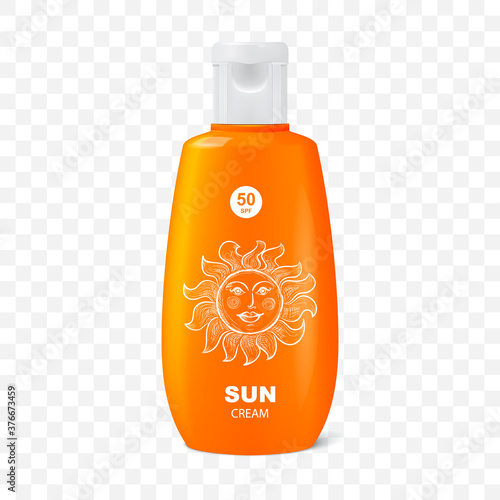 Sunscreen cream for skin protection 3d vector illustration