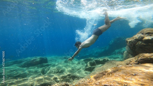 young man snorkelling in costa brava © Egoitzainhoa