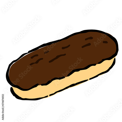 Illustration of Eclair: Illustration like hand drawn illustration with ink and brush photo