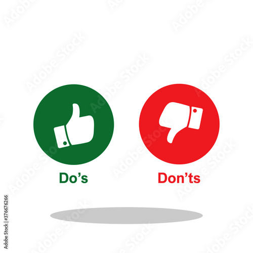 Do's and Don'ts icon in trendy flat style. Yes No symbol for your web site design, logo, app, UI Vector EPS 10. - 