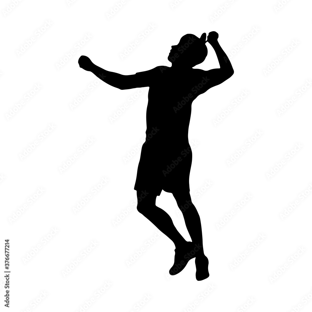 Badminton. Silhouette of a man performing a clear shot. Vector illustration. Badminton. Silhouette of a man performing a clear shot. Vector illustration.