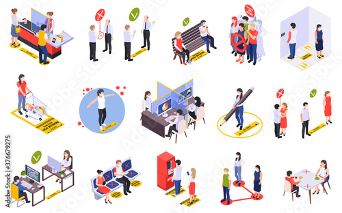 Social Distancing Isometric Set