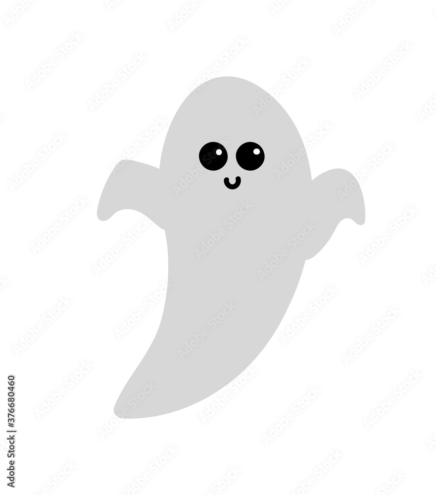 Cute Halloween scarry day symbols. Funny cartoon ghost is on white background Cute Halloween scarry day symbols. Funny cartoon ghost is on white background
