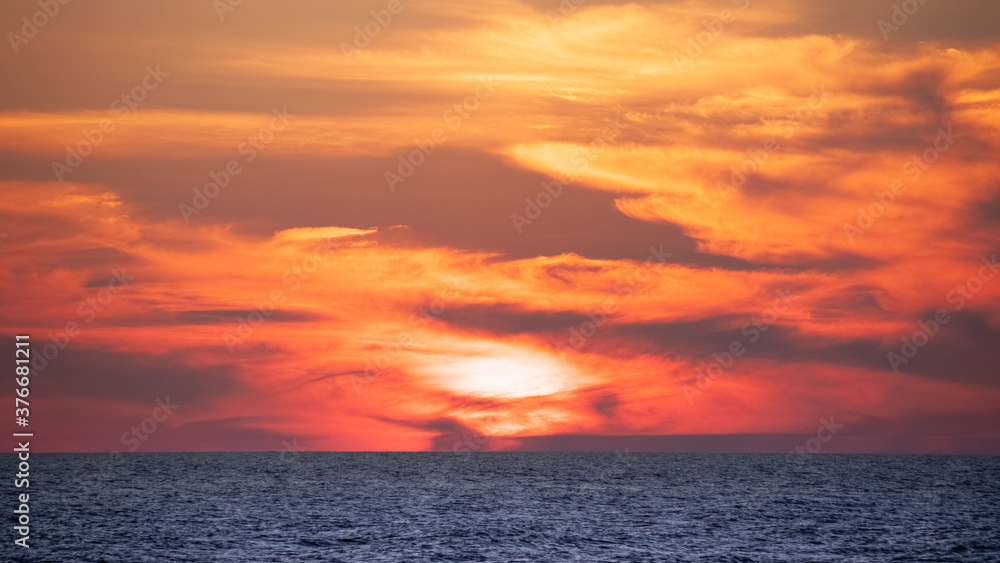 panoramic sunset at the ocean