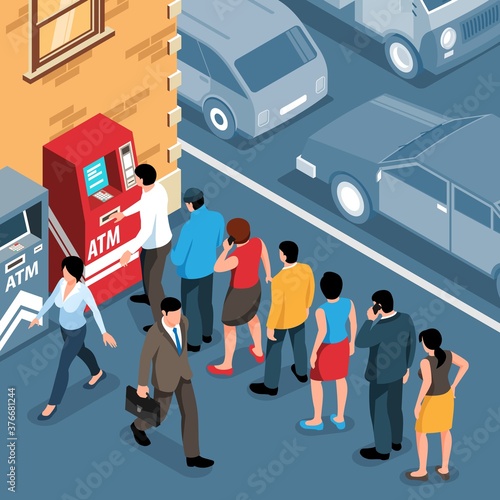 Isometric Queue Illustration