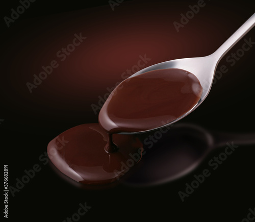 Flowing chocolate on a spoon / retouch / paths