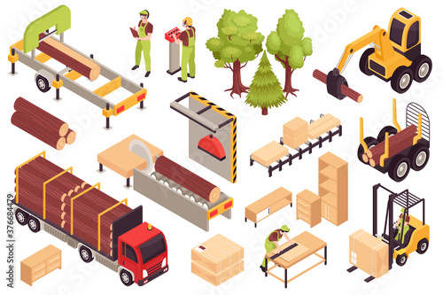 Wooden Furniture Isometric Set