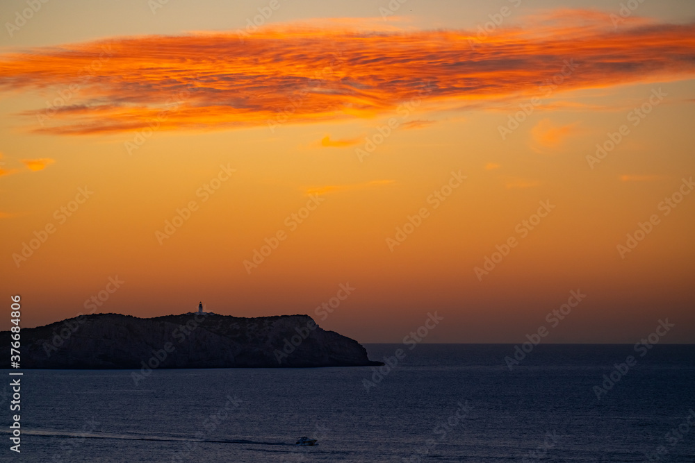 Ibiza sunset. Sa Conillera island. Spain.