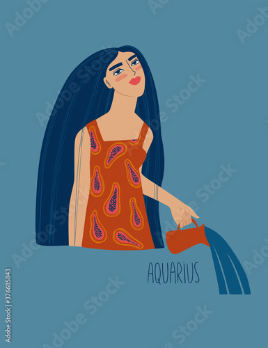 Aquarius zodiac sign with girl