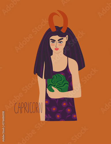 Capricorn zodiac sign with girl