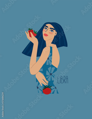 Libra zodiac sign with girl