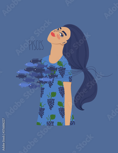 Pisces zodiac sign with girl
