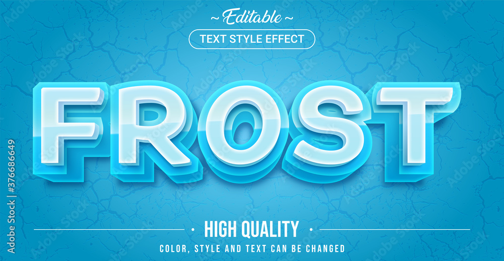 Editable text style effect - Frost theme style. - obrazy, fototapety, plakaty 