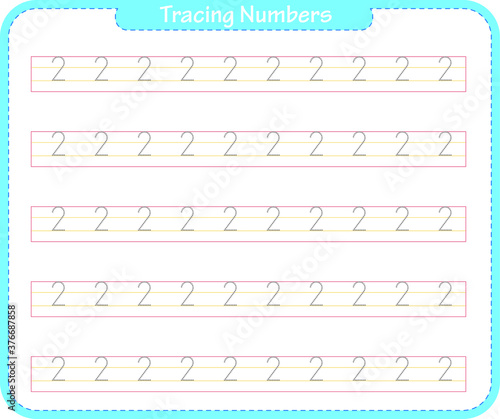 Preschool worksheet trace numbers. Basic writing and learning practices