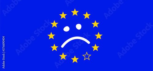 Brexit referendum concept about UK (United Kingdom or British) withdrawal from the EU (European Union) often shortened to Brexit. The flags of UK half with EU. For Brexit referendum campaign.