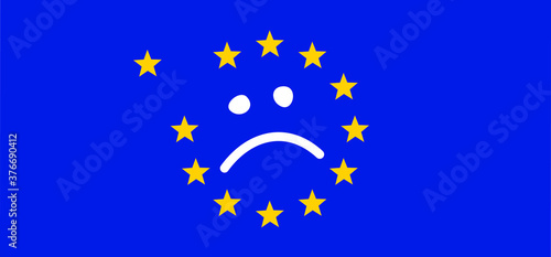 Brexit referendum concept about UK (United Kingdom or British) withdrawal from the EU (European Union) often shortened to Brexit. The flags of UK half with EU. For Brexit referendum campaign.