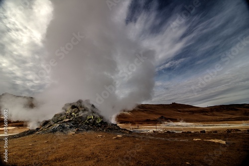 Smoke in Geothermal Field North Iceland