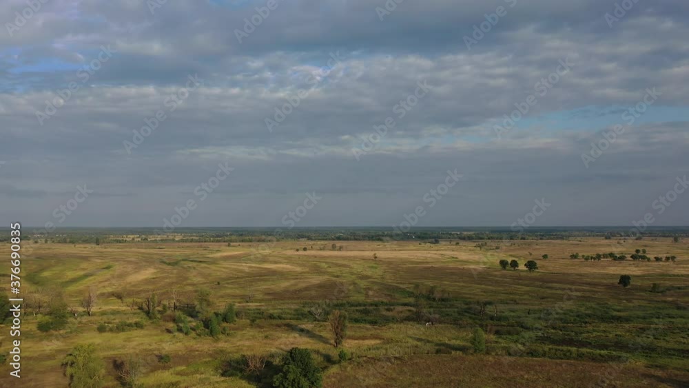 Aerial view. Untouched nature near the Desna river. A river among untouched nature. River among fields and forests. Trees by the river. Aerial view. Untouched nature near the Desna river. A river among untouched nature. River among fields and forests. Trees by the river.