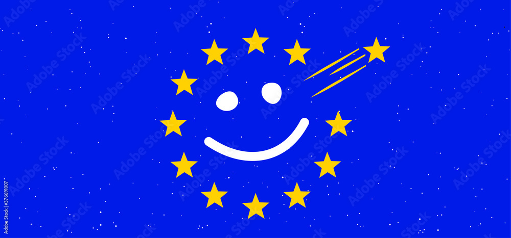 Fototapeta premium Brexit referendum concept about UK (United Kingdom or British) withdrawal from the EU (European Union) often shortened to Brexit. The flags of UK half with EU. For Brexit referendum campaign.