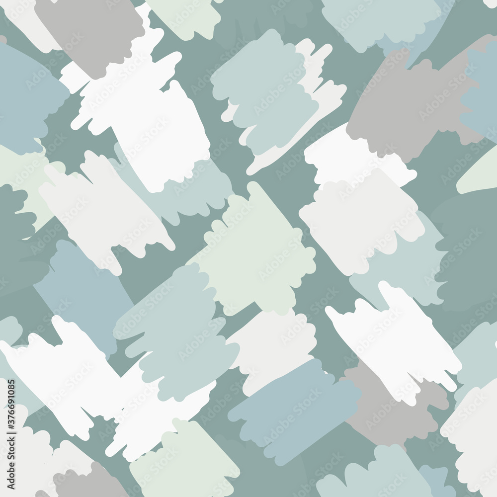 Pale seamless abstract pattern with creative shapes. Light blue tones palette stylized artwork. Simple design.