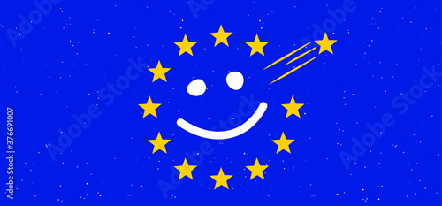 Brexit referendum concept about UK (United Kingdom or British) withdrawal from the EU (European Union) often shortened to Brexit. The flags of UK half with EU. For Brexit referendum campaign.