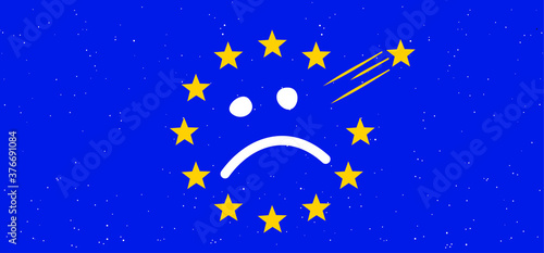 Brexit referendum concept about UK (United Kingdom or British) withdrawal from the EU (European Union) often shortened to Brexit. The flags of UK half with EU. For Brexit referendum campaign.