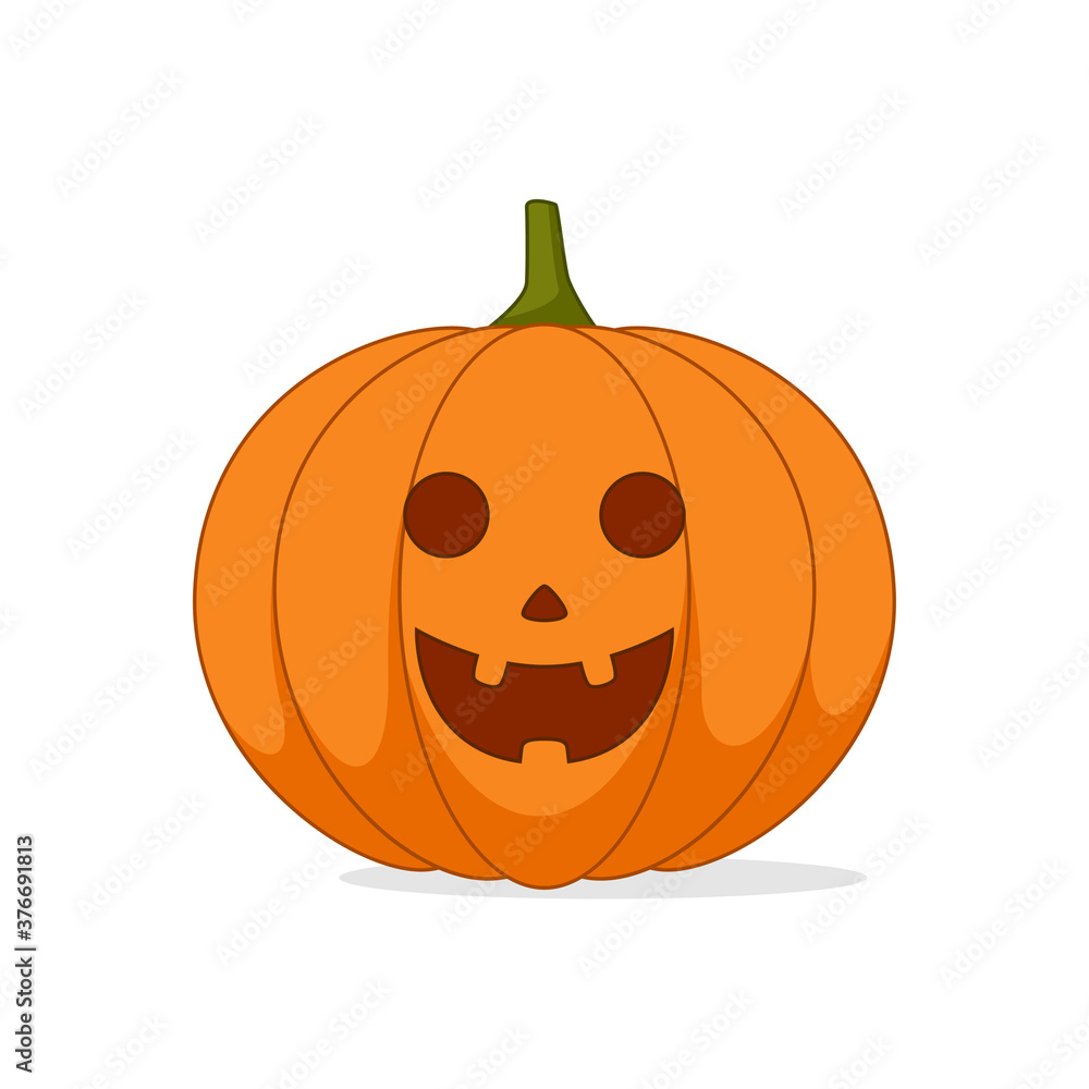 Cartoon halloween pumpkin, funny faces with shadow on white background, vector illustration. Cartoon halloween pumpkin, funny faces with shadow on white background, vector illustration.
