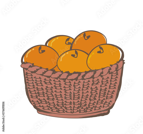 秋の味覚・かごに入ったみかん