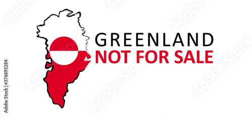 Greenland not for sale conceptual sign Flat vector illustration signs. Usa wants to by Greenland from Denmark. Purchase of Greenland concept, map of Greenland with USA flag