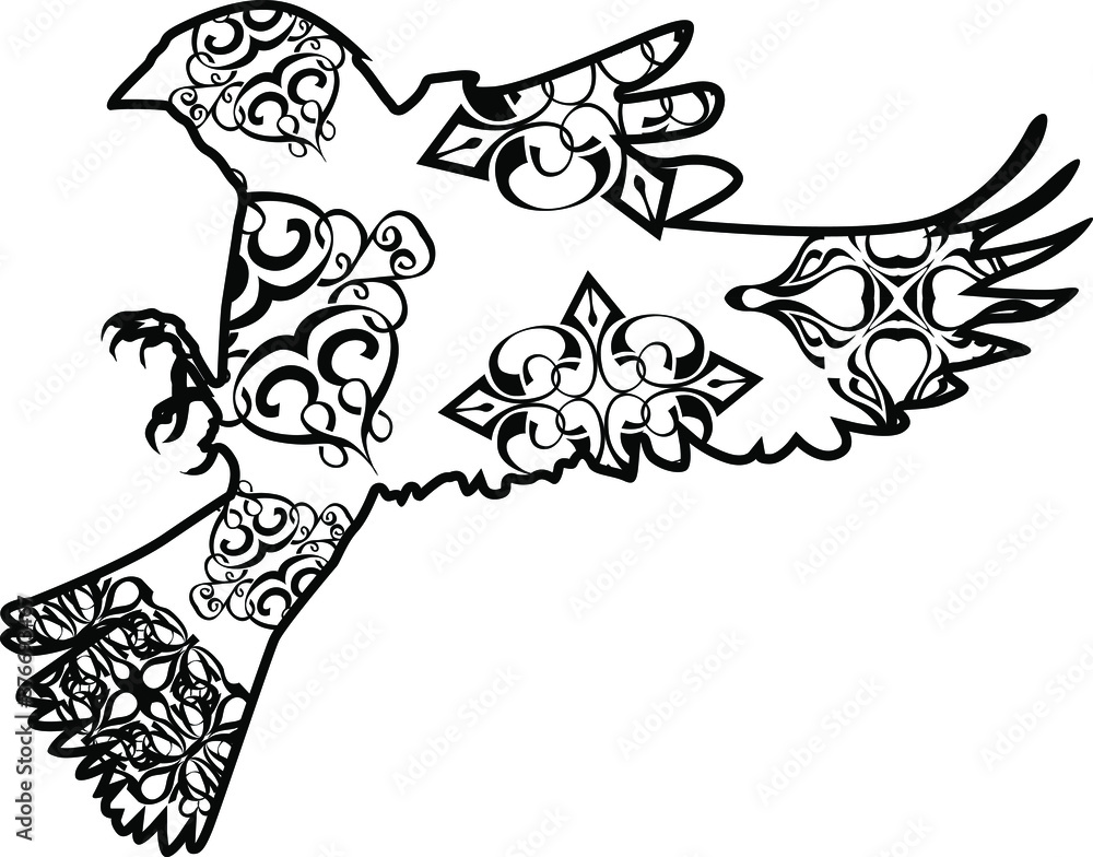 Sparrow Vector Black Design With Nature Pattern Sparrow Vector Black Design With Nature Pattern