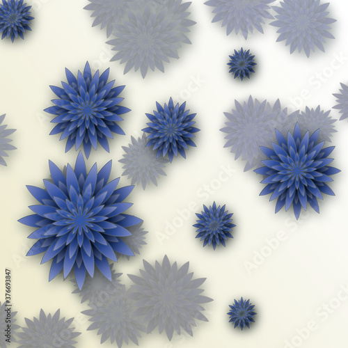 set of blue flowers