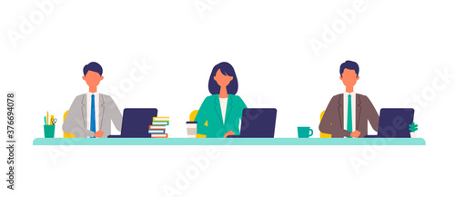 Business conference concept. Vector illustration of business people.
